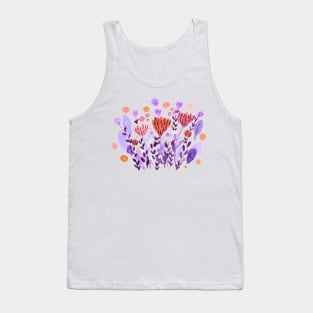 Watercolor whimsical flowers - purple and orange Tank Top